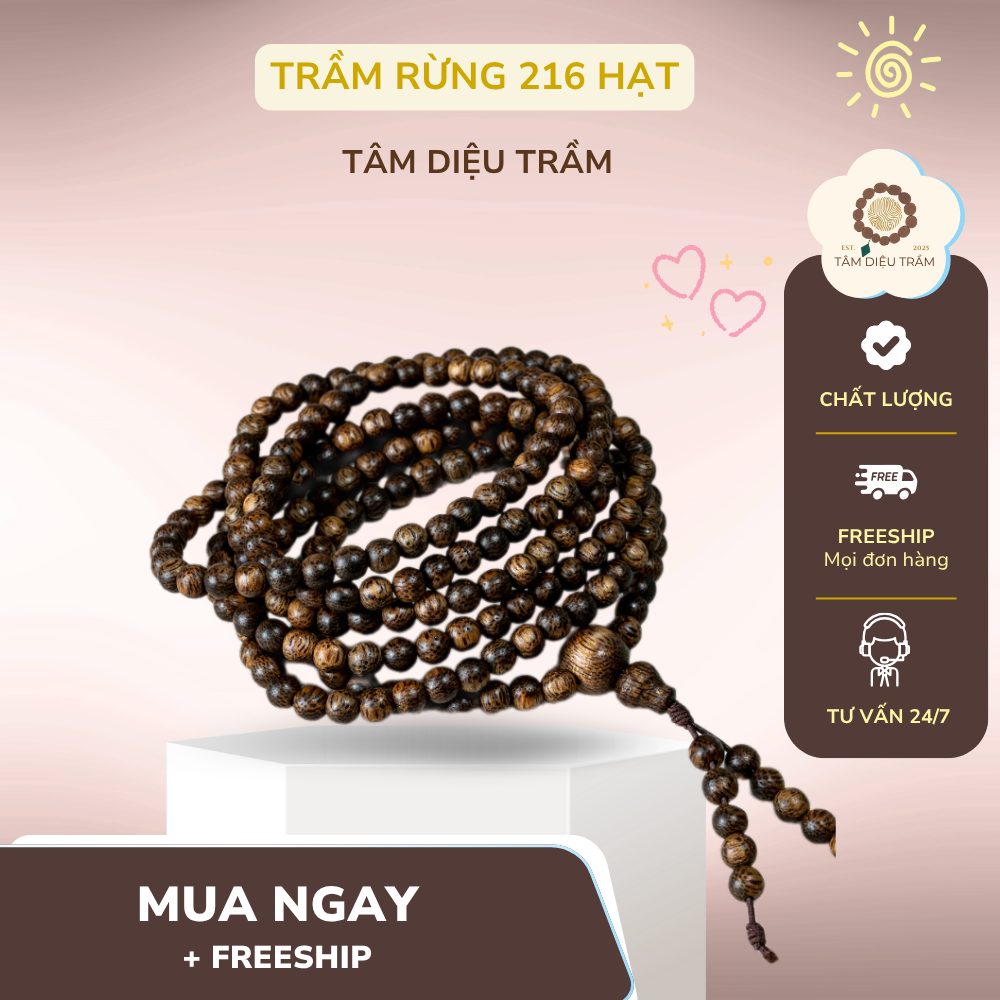 vòng trâm hương tâm diệu 216 hạt