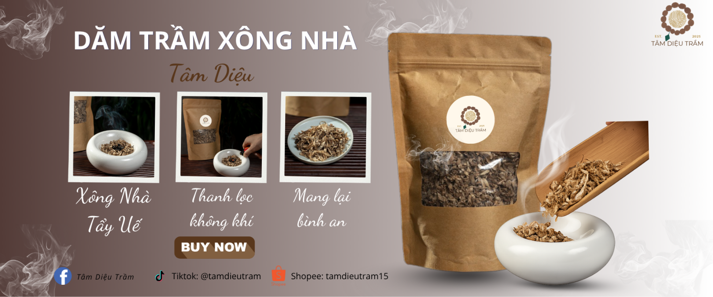 Banner dăm trầm xông nhà Tâm Diệu Trầm